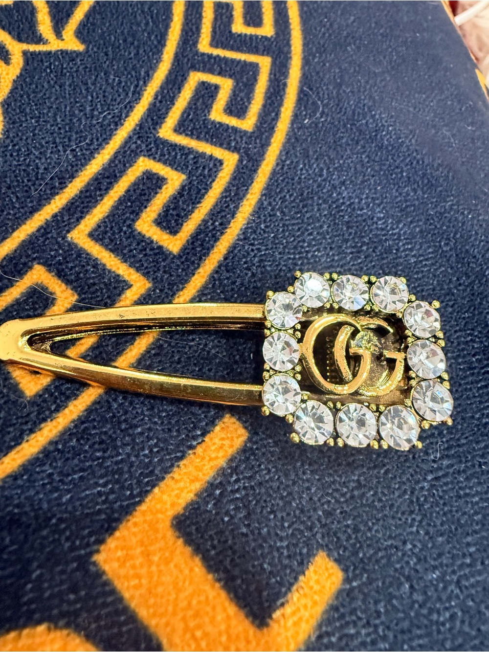 Gold-Tone Crystal rhinestones Double G hair clip